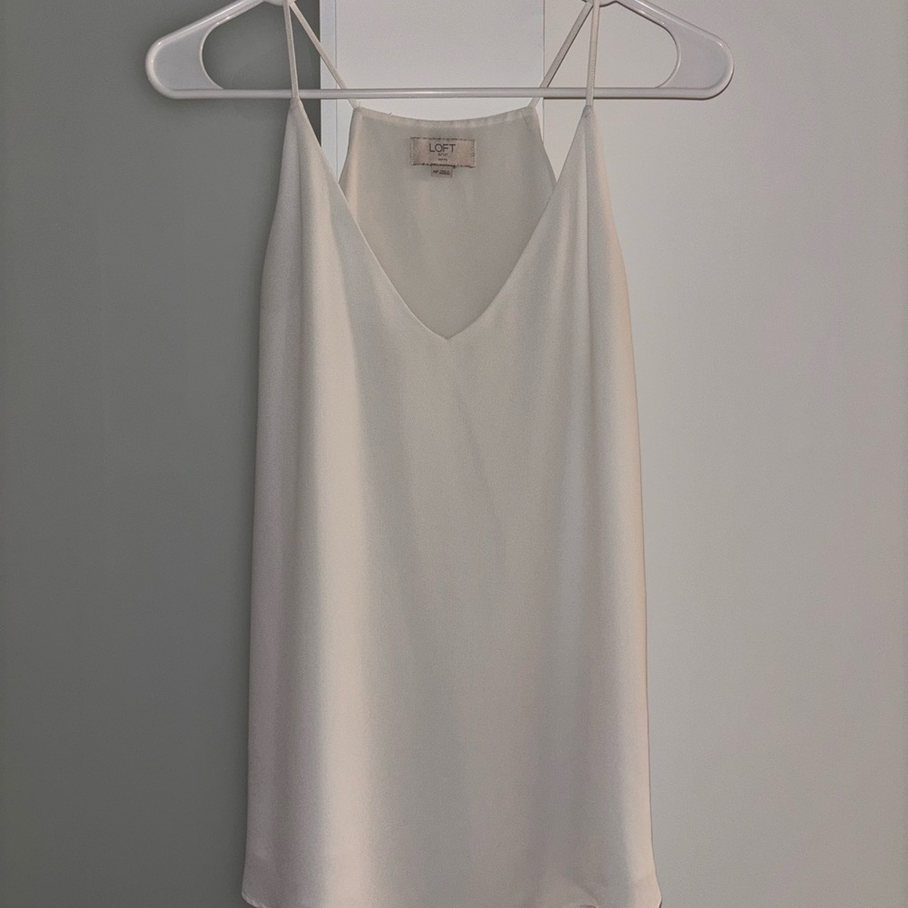LOFT White Camisole V-Neck Sleeveless Top